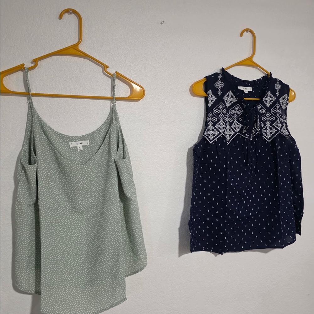 Mine Women's Camisole Set - Light Green and Navy